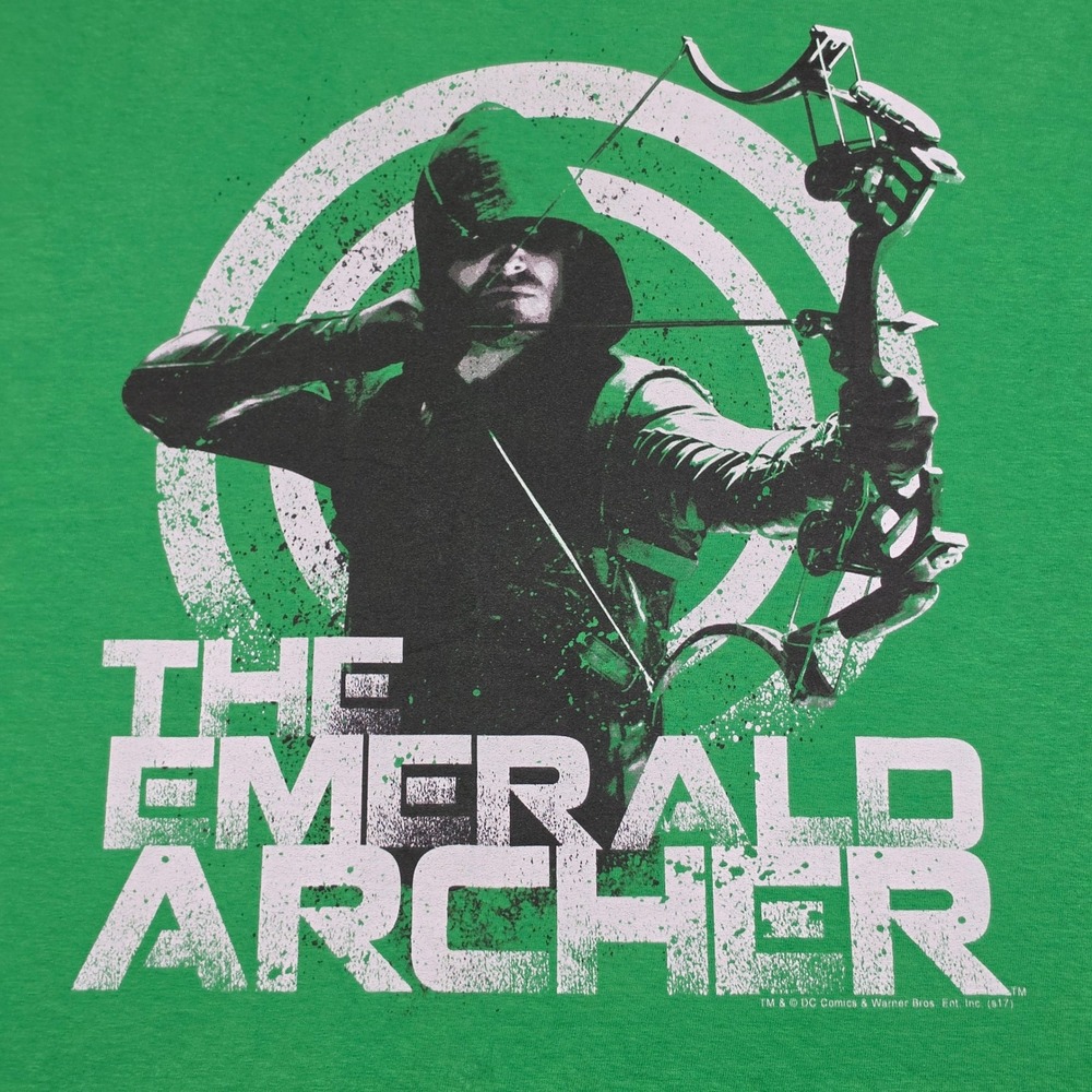DC Comics Arrow T-Shirt Mens Large Green Emerald Archer Graphic Tee Excellent